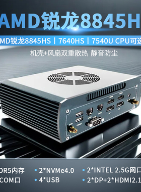 于特AMD锐龙R7 8845HS/7640HS工控电脑游戏迷你主机双网双HDMI/DP