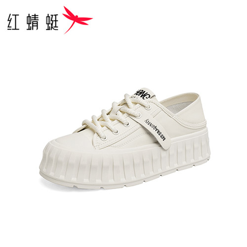 REDDRAGONFLY/红蜻蜓女士休闲学生厚底系带慢跑轻便板鞋WTB14405