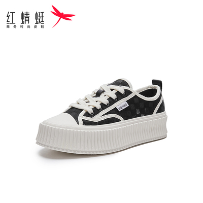 REDDRAGONFLY/红蜻蜓时尚休闲透气免系带圆头厚底板鞋女WTB32580
