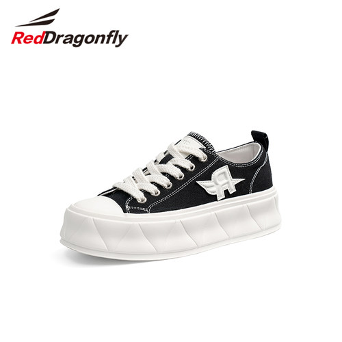 红蜻蜓休闲松糕帆布女板鞋