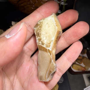 新疆哈密地表籽料大洼地糖皮蛋白石鸡骨白高玉化原石把玩件重35克