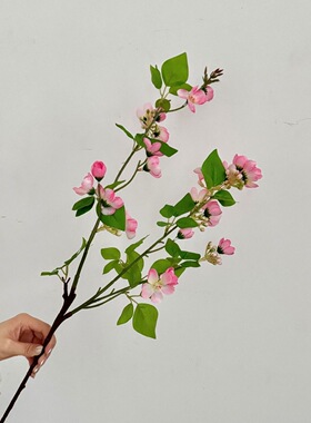 海棠花新中式玄关茶桌仿真花餐桌树枝客厅摆件酒柜电视柜装饰