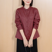 女翻领单排扣简约纯色轻薄超柔软夹棉衬衫 YUN韫2024冬季 新款 外套