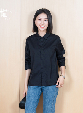 【YUN】韫2024秋季新款女文艺翻领单排扣解构主义设计感长袖衬衫