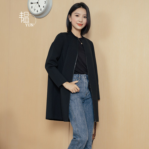 韫涤纶中长款休闲显瘦外套