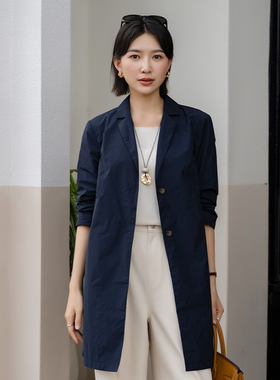 YUN韫2026春季新女装福利西装领松弛调性百搭中长款气质风衣 5792