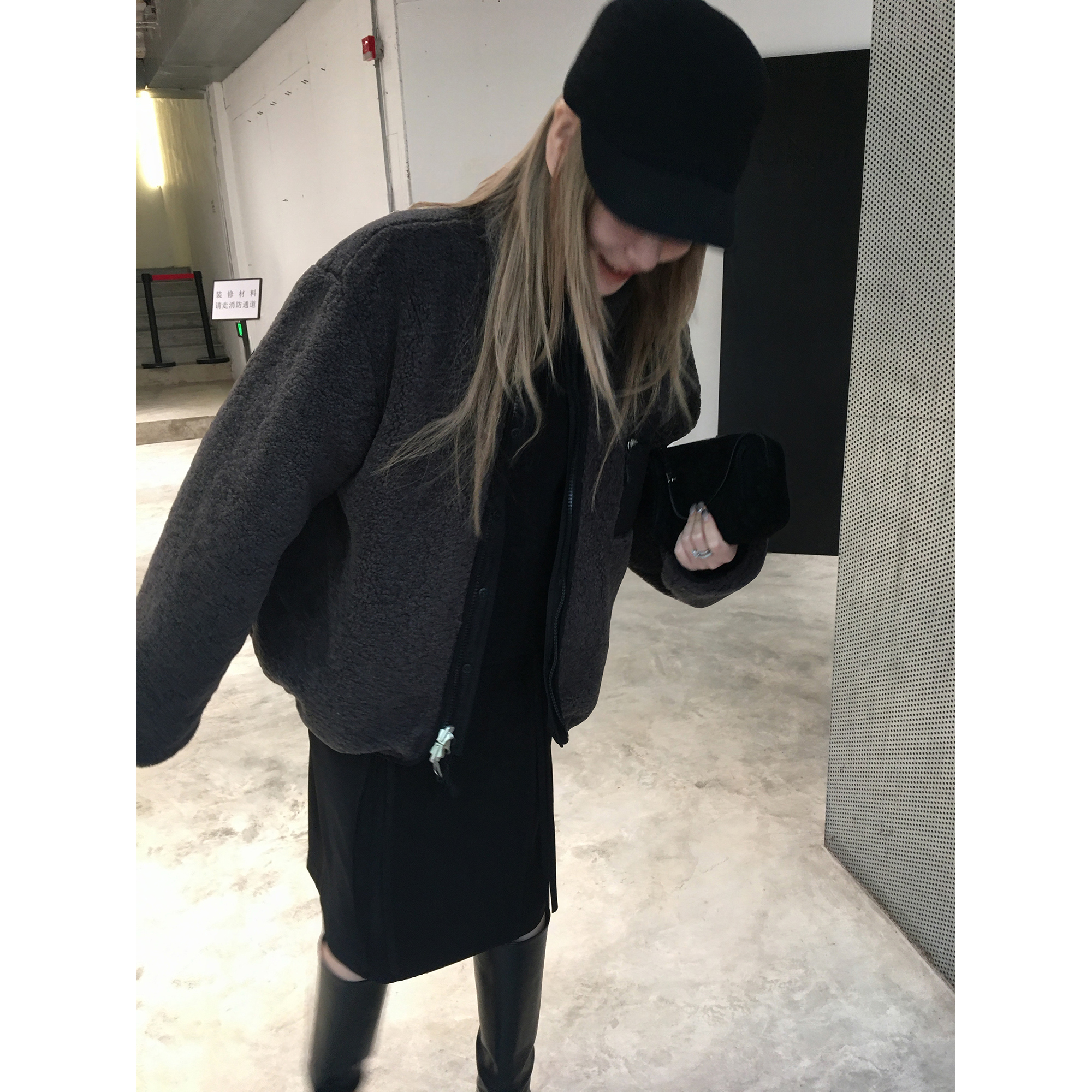 90白鸭绒双面穿颗粒绒羽绒服外套