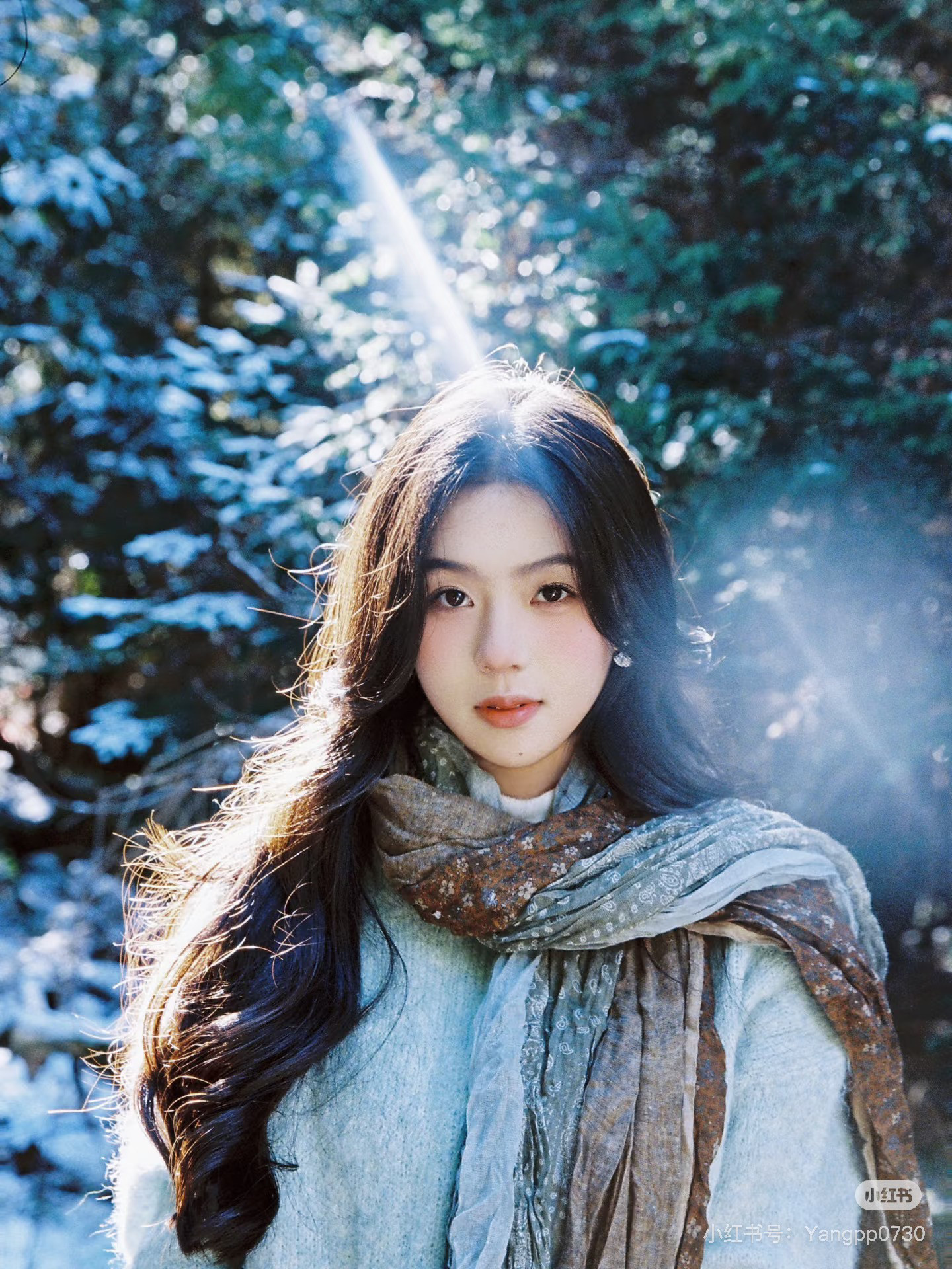 古着感复古碎花围巾女 春秋韩系围巾/丝巾/披肩