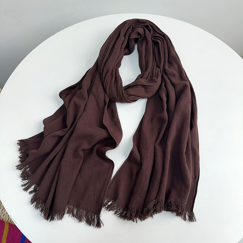 新款加厚全棉韩版长款保暖围巾女秋冬时尚百搭纯色披肩护颈围脖男