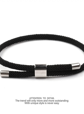 ins潮牌 不锈钢扣可调节男女情侣手工编织手绳韩版简约冷淡风手链