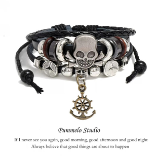 灵魂对撞手链男士情侣学生个性百搭潮流美式复古酷骷髅十字架手绳