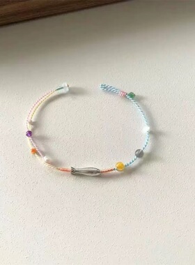 小鱼~原创设计多巴胺彩色编织手绳新中式小清新甜美简约百搭手饰