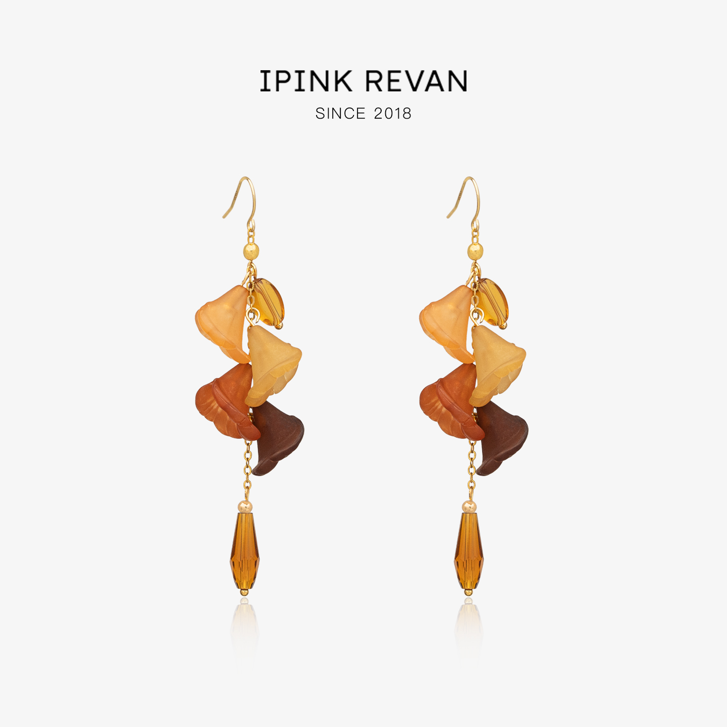 IPINK复古喇叭花耳环女小清新