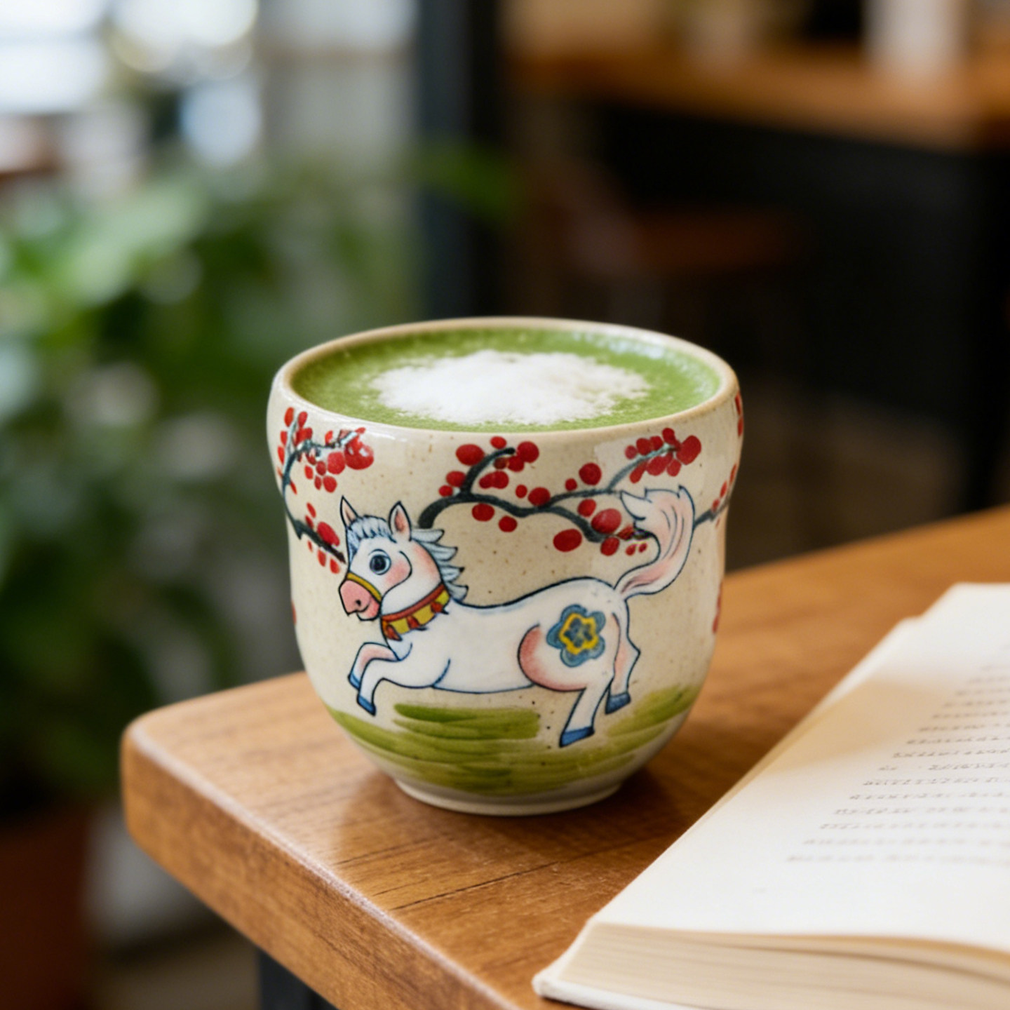 手绘生肖马釉下彩手握咖啡杯景德镇复古粗陶水杯家用早餐杯马克杯