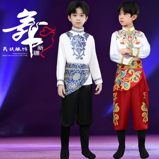 哈萨克服装儿童男童少数民族维吾尔族服饰塔塔尔塔吉克新疆演出服