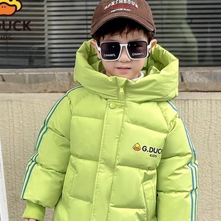 棉服 韩版 小黄鸭儿童中长款 棉服男女童加厚外套中大童冬季