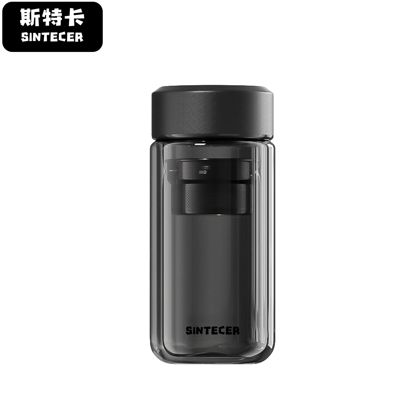 斯特卡黑武士茶水分离泡茶杯男生高颜值黑金刚水杯办公室玻璃杯子图片