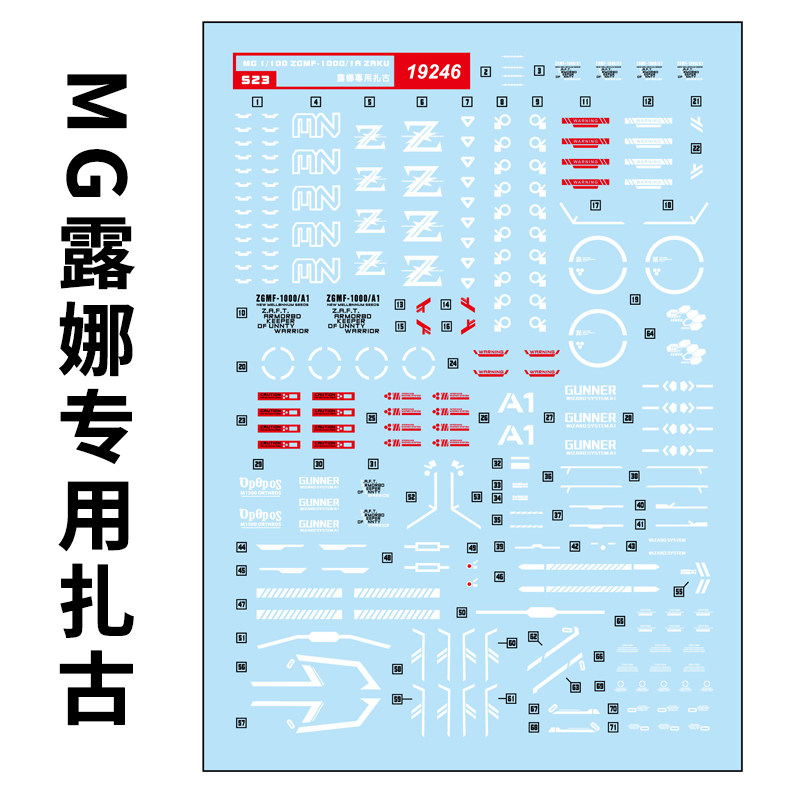 红色勇士模型水贴纸中环扎古