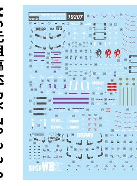 中环水贴19207 MG1/100 Gundam 元祖高达 RX-78-2 3.0 模型水贴纸