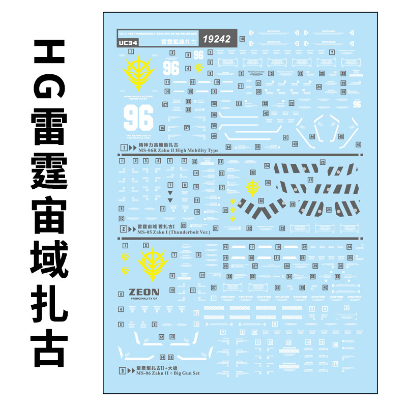 精神力扎古模型水贴纸中环雷霆