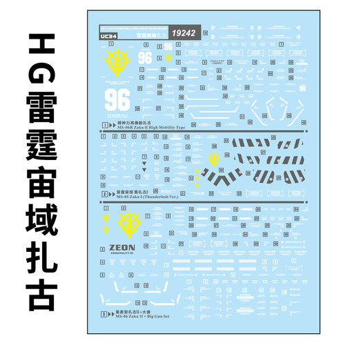 精神力扎古模型水贴纸中环雷霆