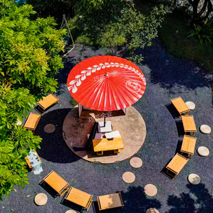 中式户外油纸伞庭院伞红色氛围布置伞围炉煮茶大号室外遮阳伞