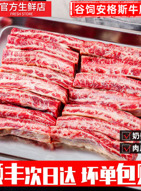 牛肉新鲜安格斯谷饲雪花牛肋条肉烧鸟烤肉非进口牛腩生鲜商用批发