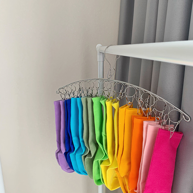 不锈钢衣架多夹子袜夹