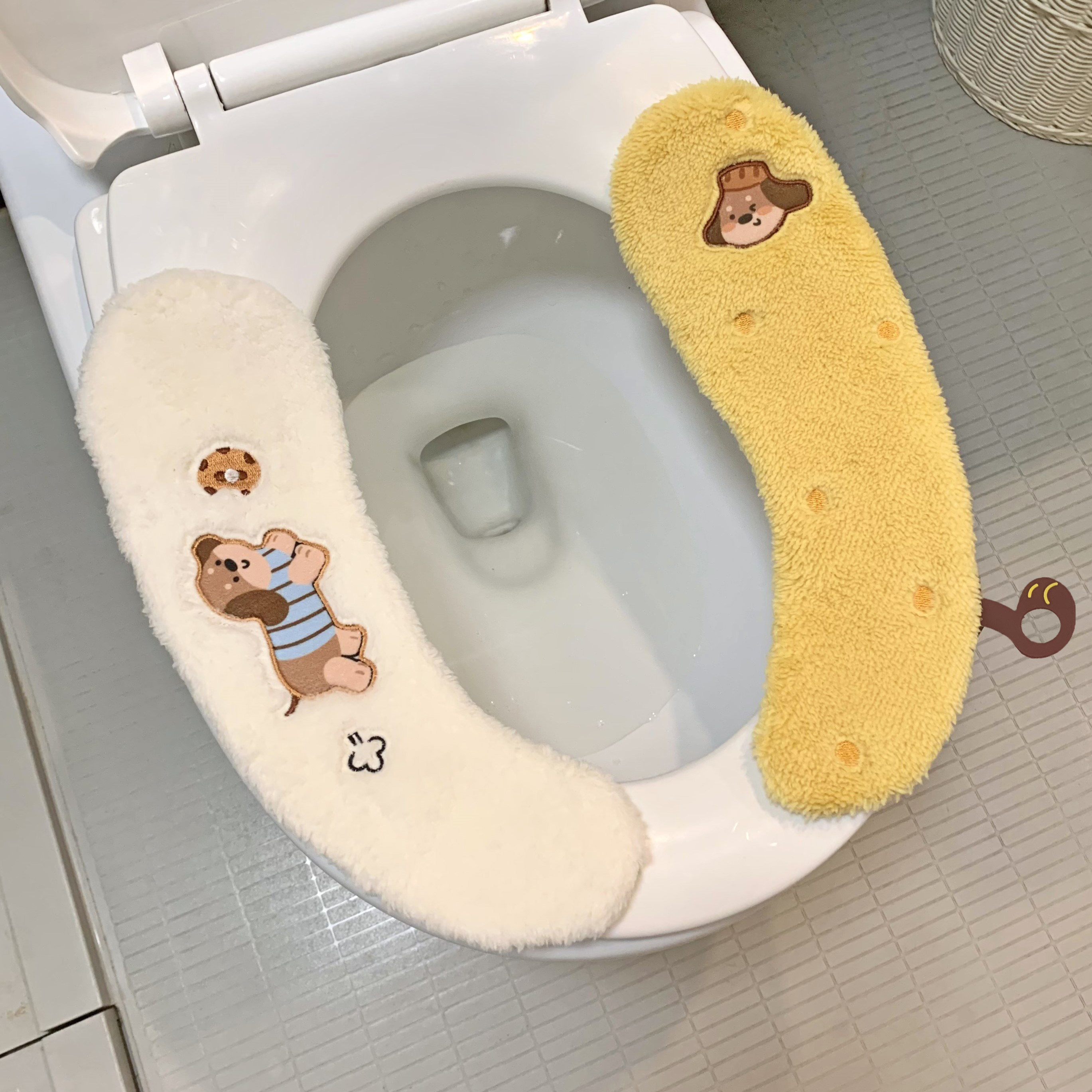 日式毛绒马桶垫粘贴式坐便器坐垫图片