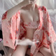 粉红色内衣日式套装小胸和服魅力家居服透明大码性感欲纯蕾丝睡衣