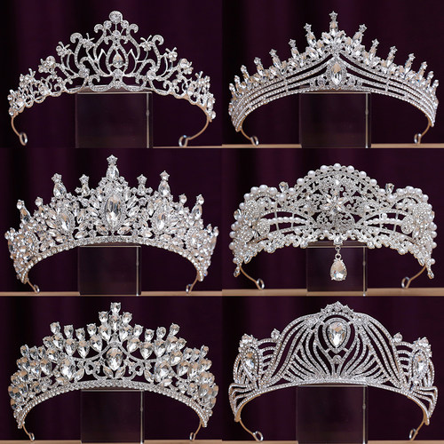 皇冠王冠合金水钻仿珍珠日韩超仙