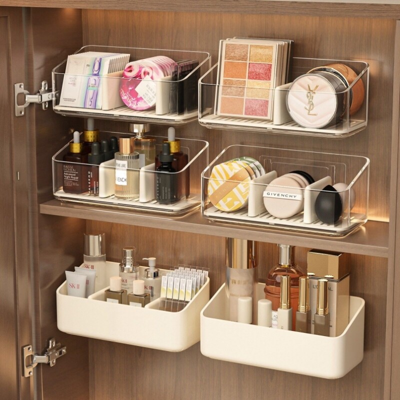镜柜收纳盒壁挂浴室柜门内口红面膜分格整理盒卫生间化妆品置物架