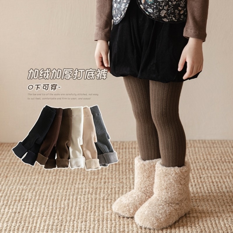 婴儿打底裤冬季加绒加厚白色外穿打底袜秋冬新款裤袜女童九分裤子