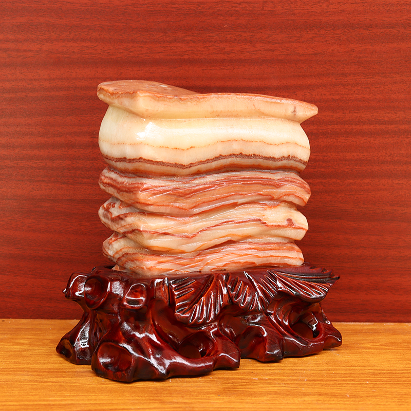 天然石材奇石摆件猪肉石五花肉桌面装饰16*16*6cm2516g雕刻石摆件