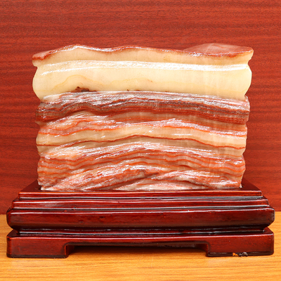 天然石材奇石摆件猪肉石五花肉桌面装饰雕刻石22*18*9cm7172g摆件
