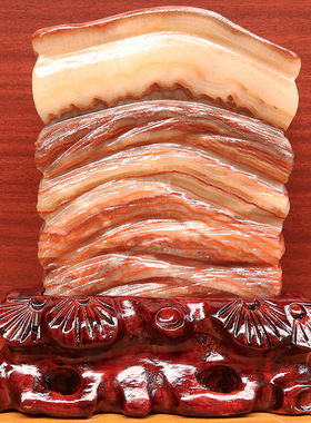 天然石材奇石摆件猪肉石五花肉桌面装饰雕刻石16*20*8cm4677g摆件