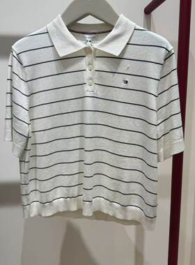 TOMMY专柜正品 2026夏季新款女士休闲风条纹polo针织衫 WW52472