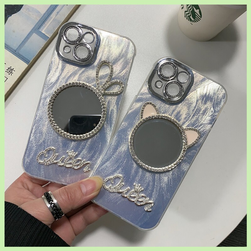 羽纱兔耳朵猫咪镜子适用小米 K80 K60 K70 15 14 K50 13 12 红米NTOE14 PRO 手机壳批发