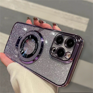 男电镀保护保护全包简约女 手机壳批发新款 闪粉磁吸支架适用华为 畅享20E