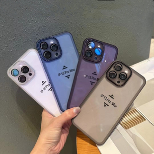 魅眼带镜头膜苹果17pro max手机壳批发 适用iPhone 12 13 16 14 15 11 XS XR plus E纯色男女保护保护套全包