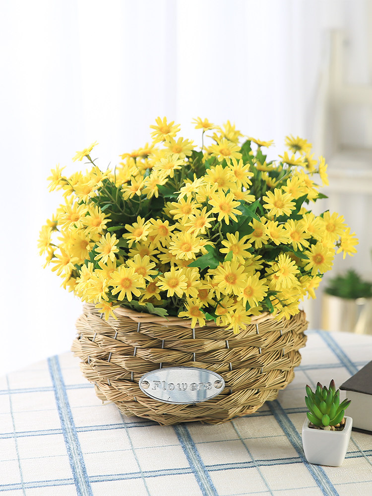 小雏菊人造花束塑料丝插花假花室内装饰花干花装饰客厅装饰花篮,家居饰品,仿真花/假花,淘宝优惠券,粉丝福利购,淘宝优惠卷
