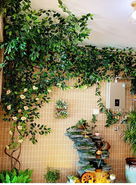 仿真树叶树枝婚庆假桃花树藤樱花造景管道阳台绿植物墙面遮挡装饰