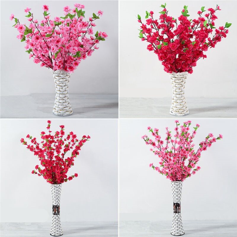 仿真桃花枝假腊梅花树枝樱花塑料花干花落地插花客厅摆件室内装饰
