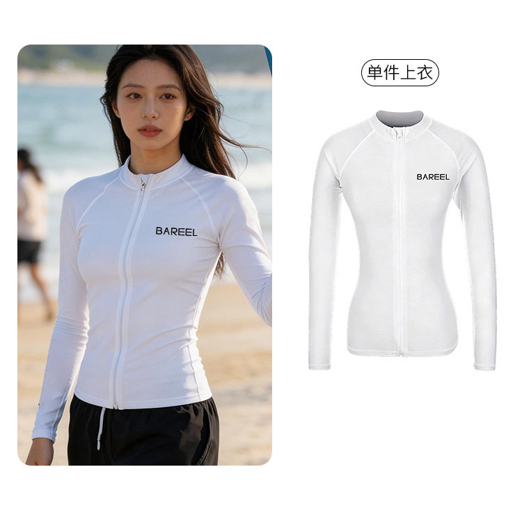 新款潜水服女拉链衫分体长袖拉链防晒服速干冲浪浮潜服女泳衣速干