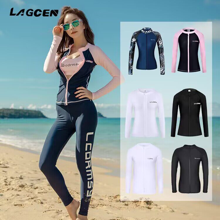 防晒泳衣套装女显瘦潜水服冲浪水母服款可印logo韩版速干运动服