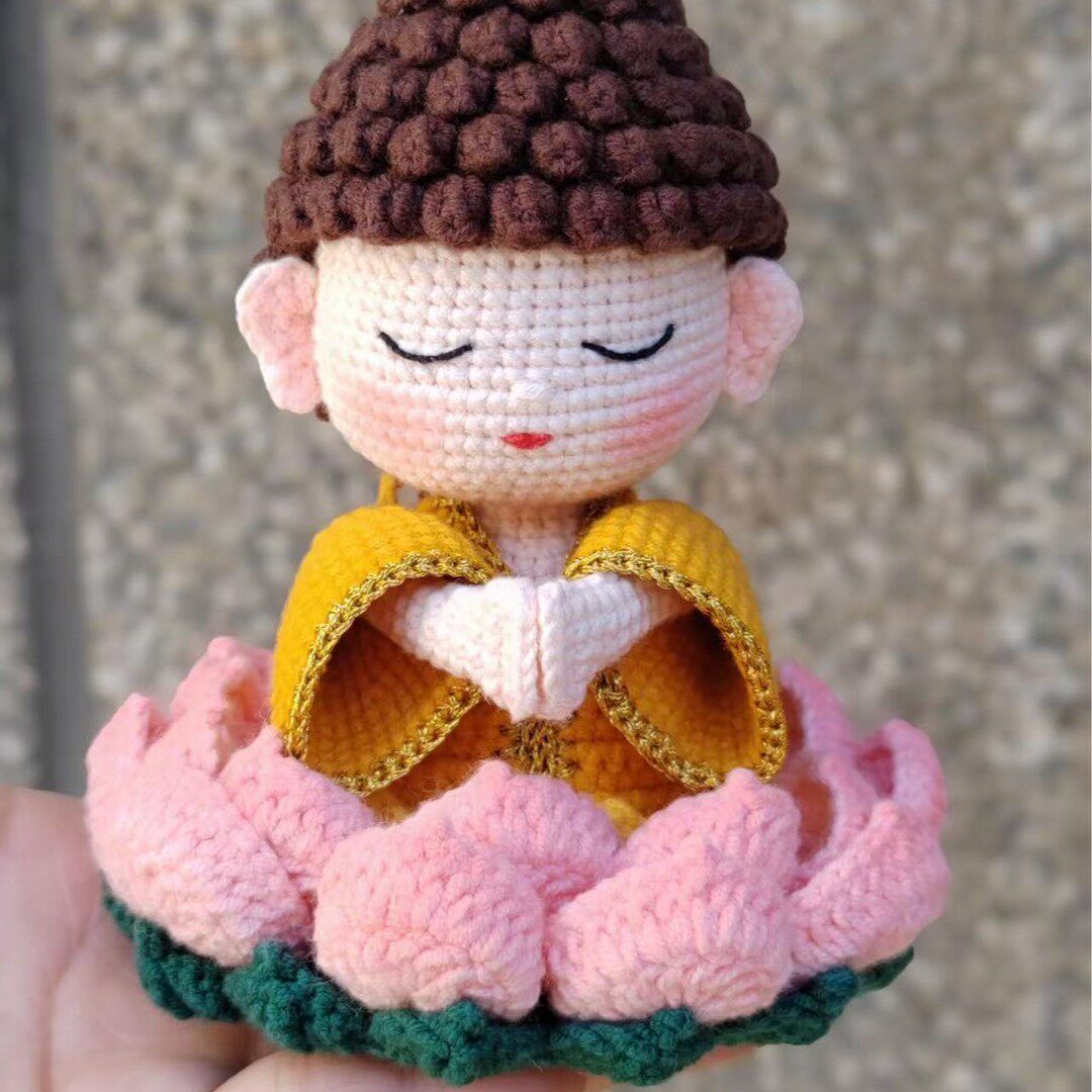 成品纯手工莲花佛陀车载摆件毛线钩织针织挂件玩偶礼物新年情人节