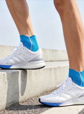 Adidas Adizero Boston 9 男款白银蓝网布耐磨低帮跑步鞋 EG4672