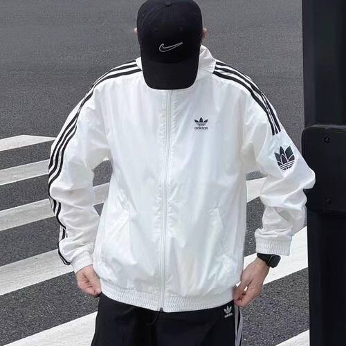 Adidas originals RETRO TREFOIL纯白运动复古立领长袖夹克JI7535