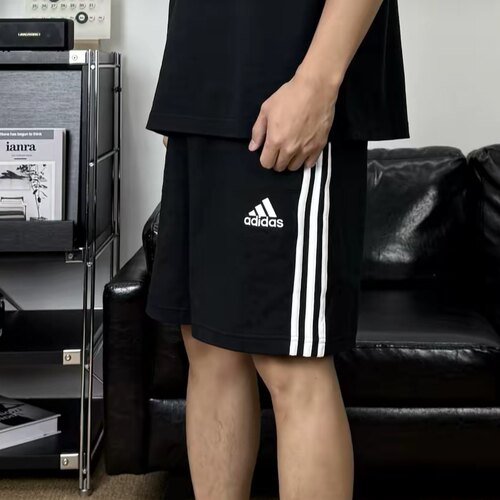 Adidas AEROREADY M 3s Sj Sho Logo男款黑色条纹运动短裤 GK9988