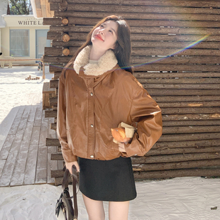 外套P285 橘色蛋白皮羊卷毛羽绒内胆90绒 K398 首发 新品